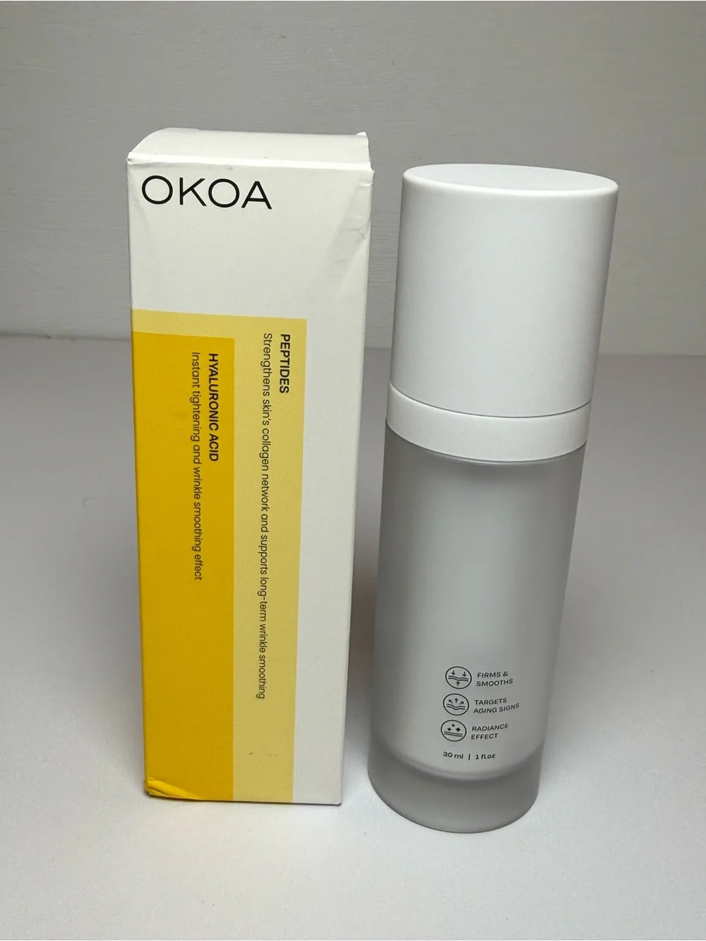 Okoa Dual Action Lifting Cream Hyaluronic Acid Peptides Wrinkle Smoothing 1fl Oz